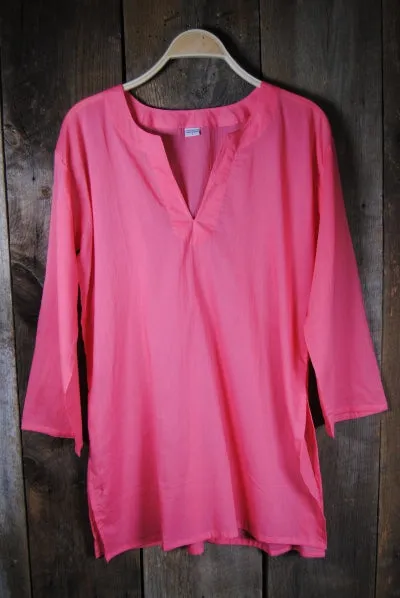 Solid Colors Cotton Tunic Tops