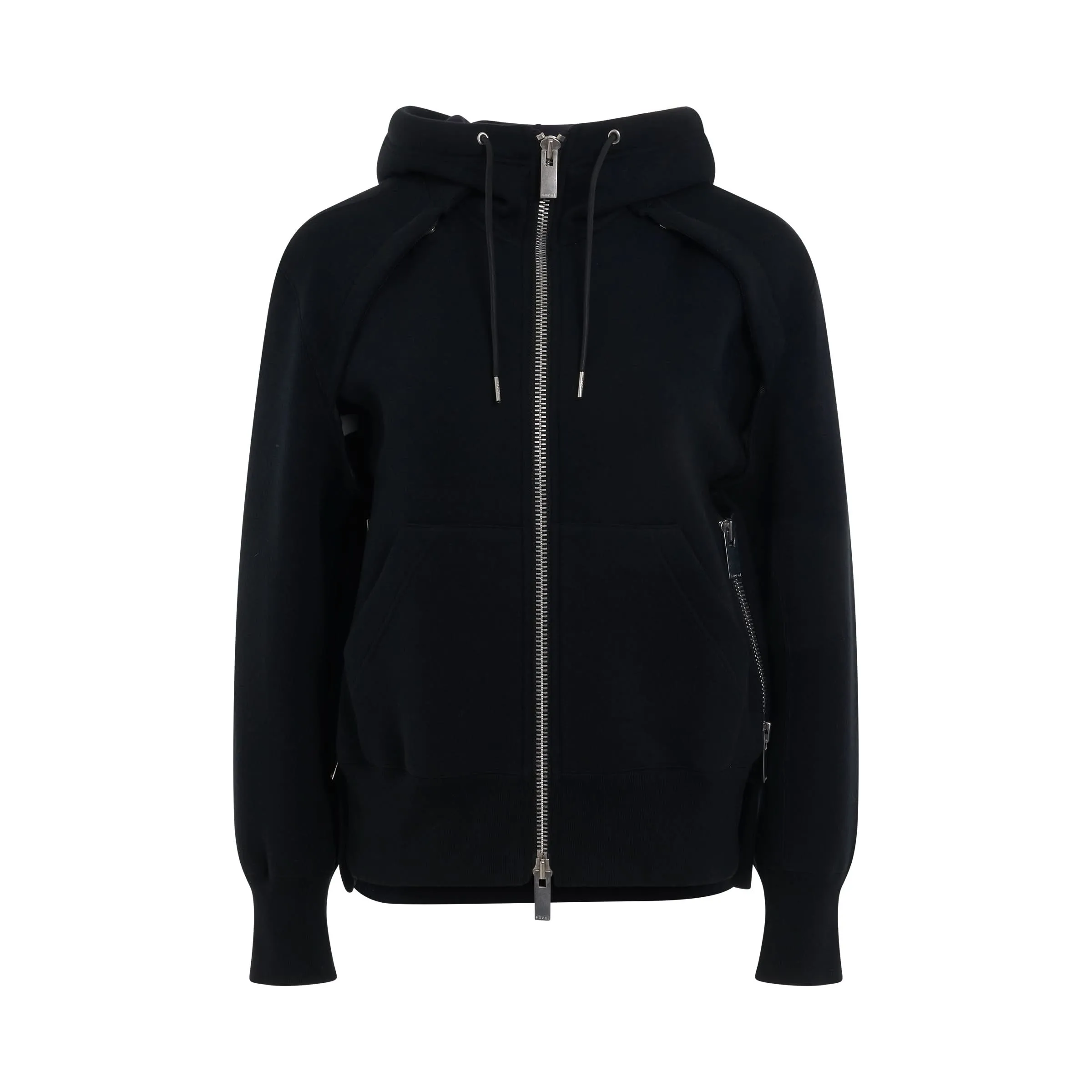 Sponge Sweat Side Zip Hoodie in Black