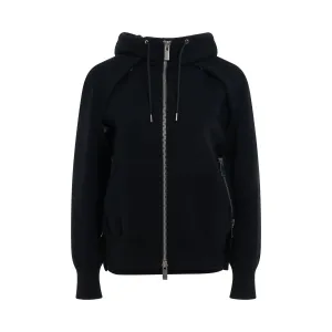 Sponge Sweat Side Zip Hoodie in Black