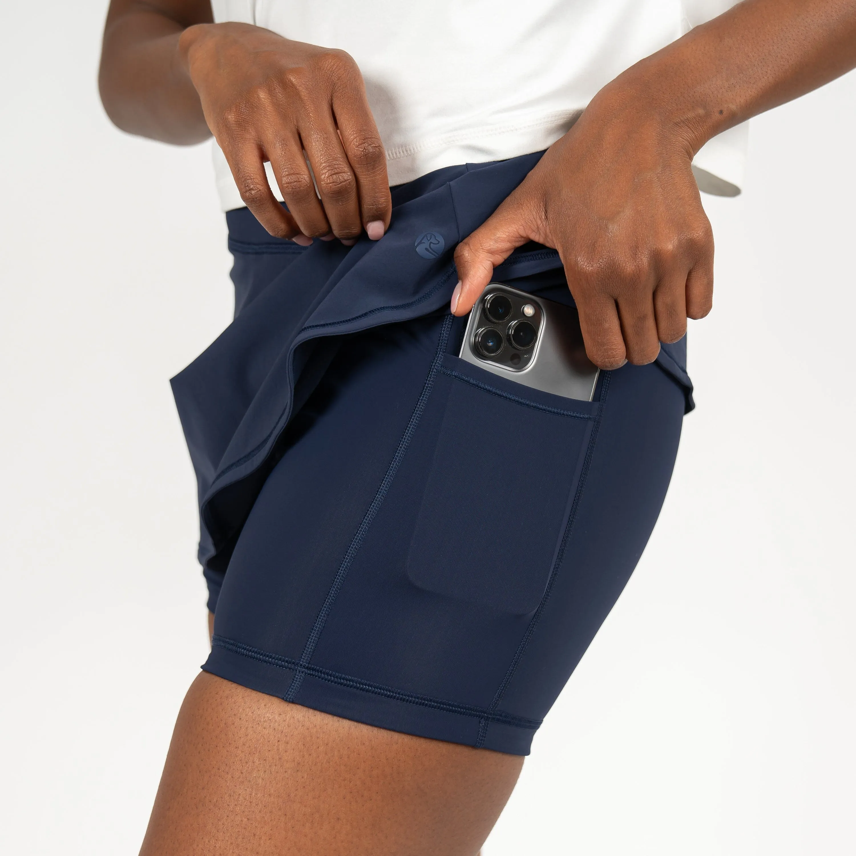 Steffi Active Skort | Solid - Fleet Navy