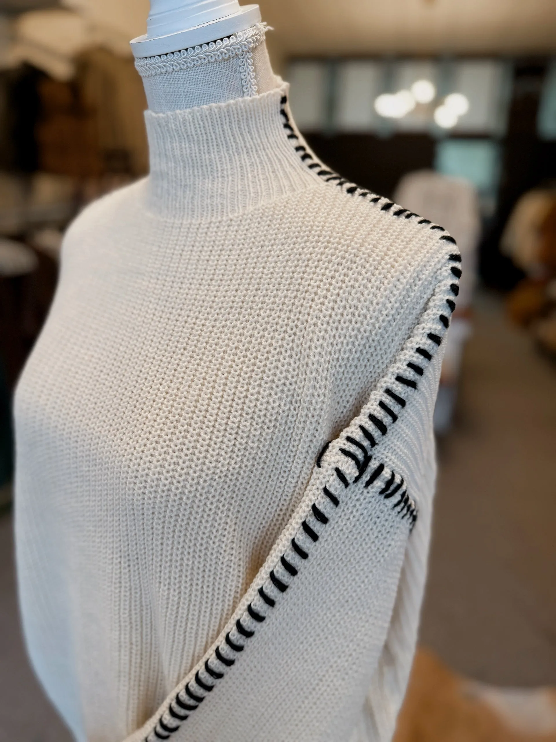 Stitched Detail Sweater - Cream