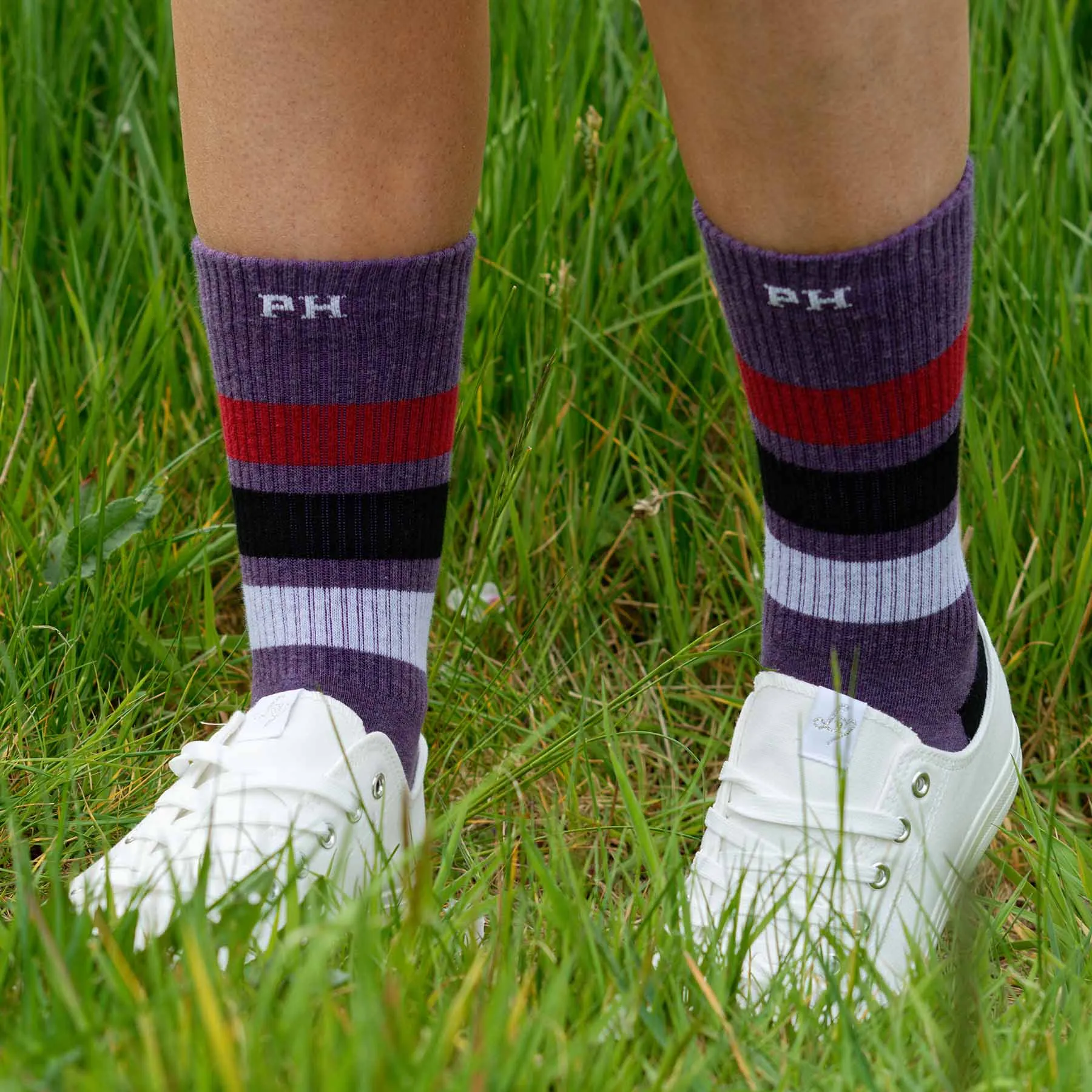 Striped Organic Women's Sport Socks - Mauve