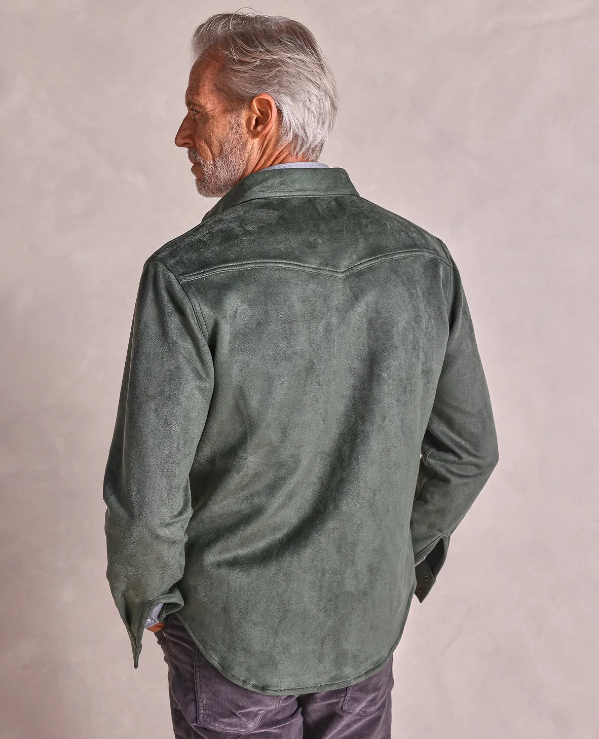 The Wyatt - Microsuede Shirt Jacket - Green Haze