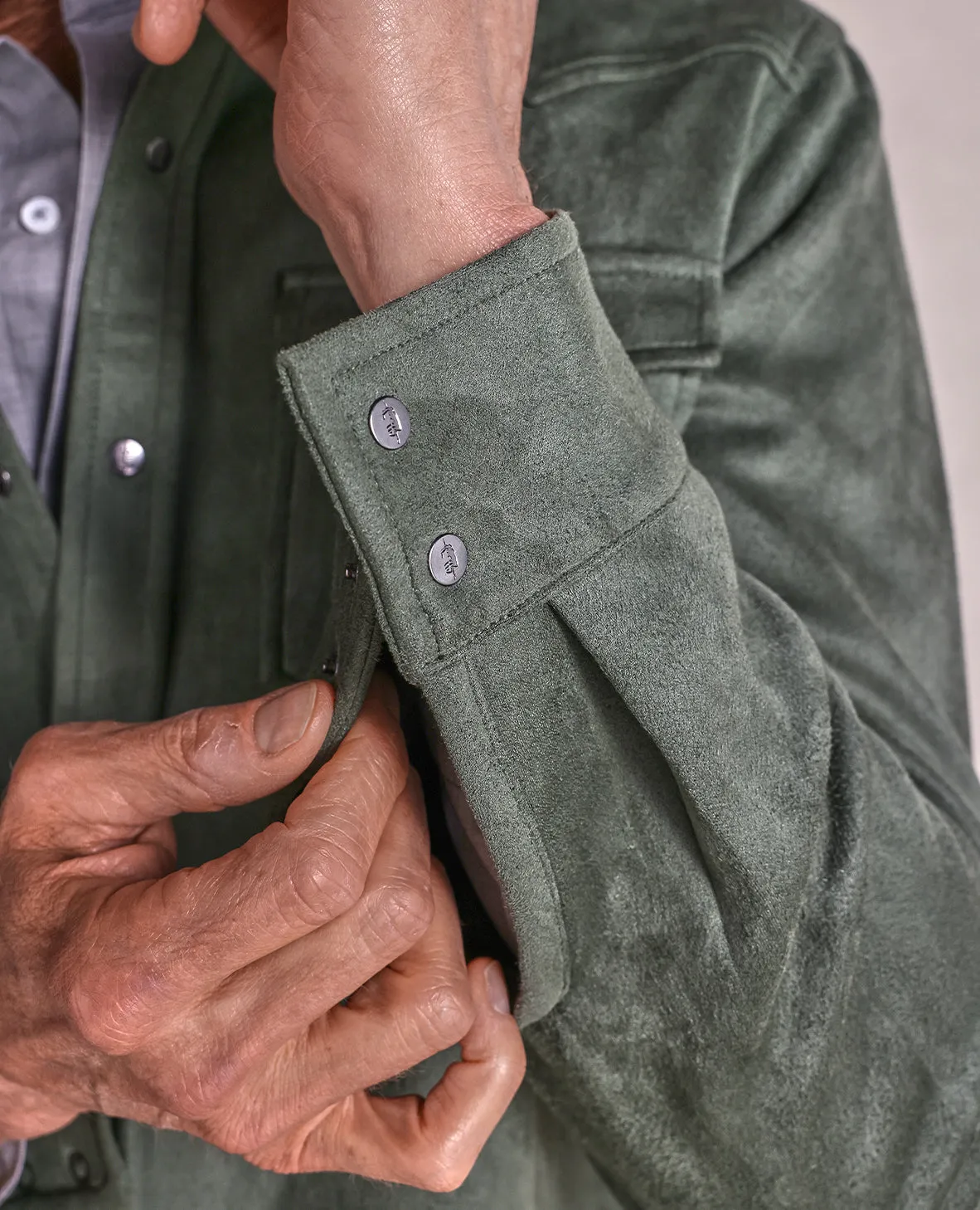 The Wyatt - Microsuede Shirt Jacket - Green Haze