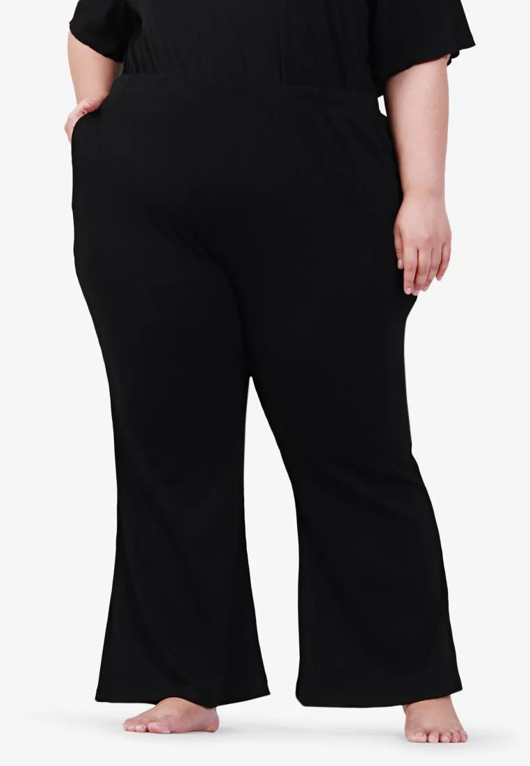 Trudy Ribbed Trumpet Pants - Black