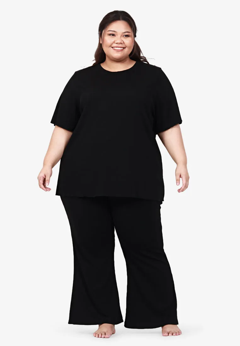 Trudy Ribbed Trumpet Pants - Black