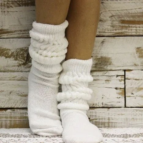 ULTIMATE  cotton  slouch socks 10-13 larger size - white