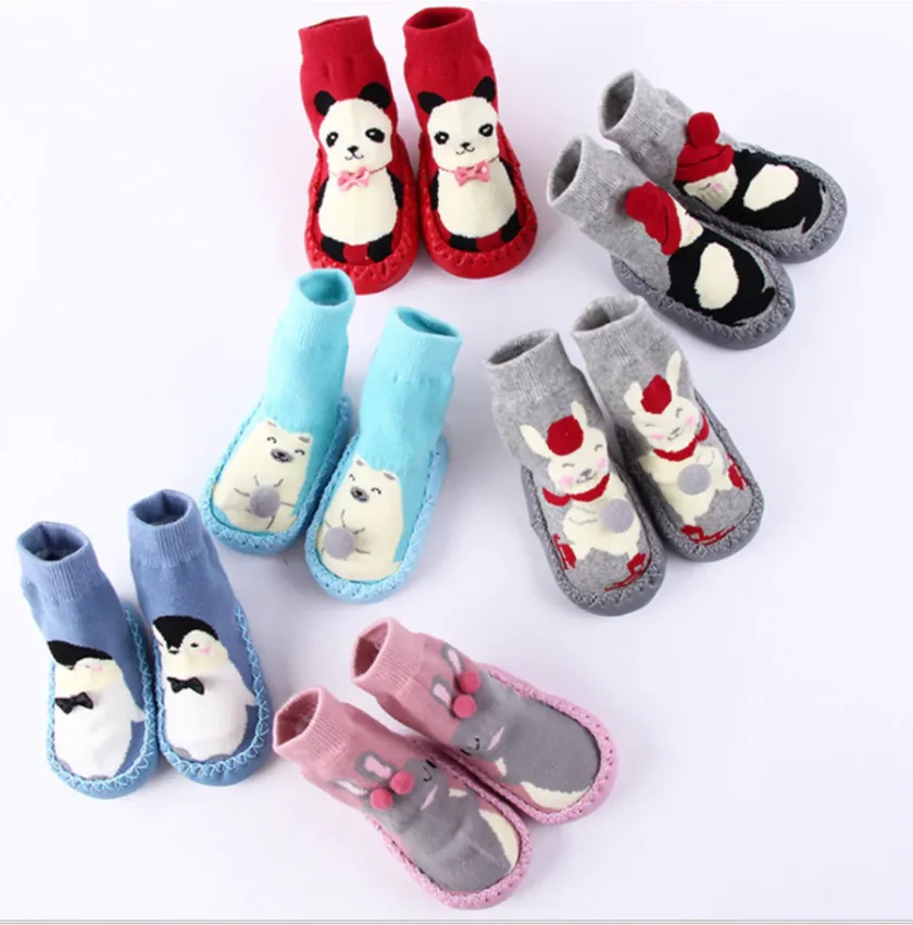 Unisex Baby Cartoon Thick Cotton Winter Sock with Rubber Soles