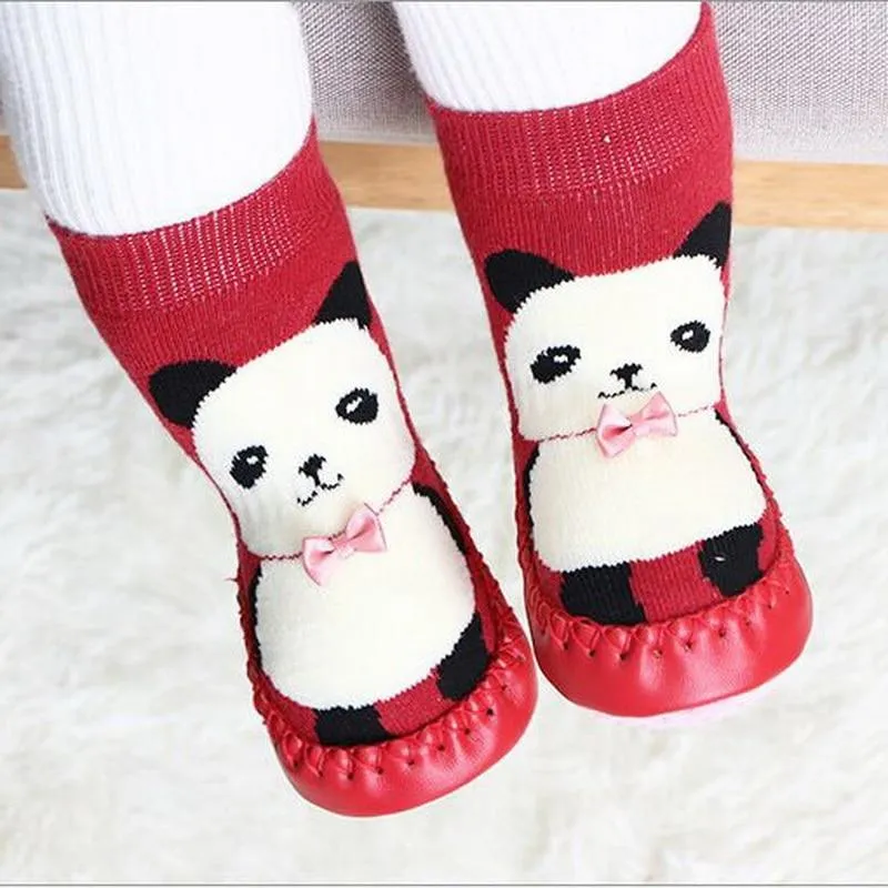 Unisex Baby Cartoon Thick Cotton Winter Sock with Rubber Soles