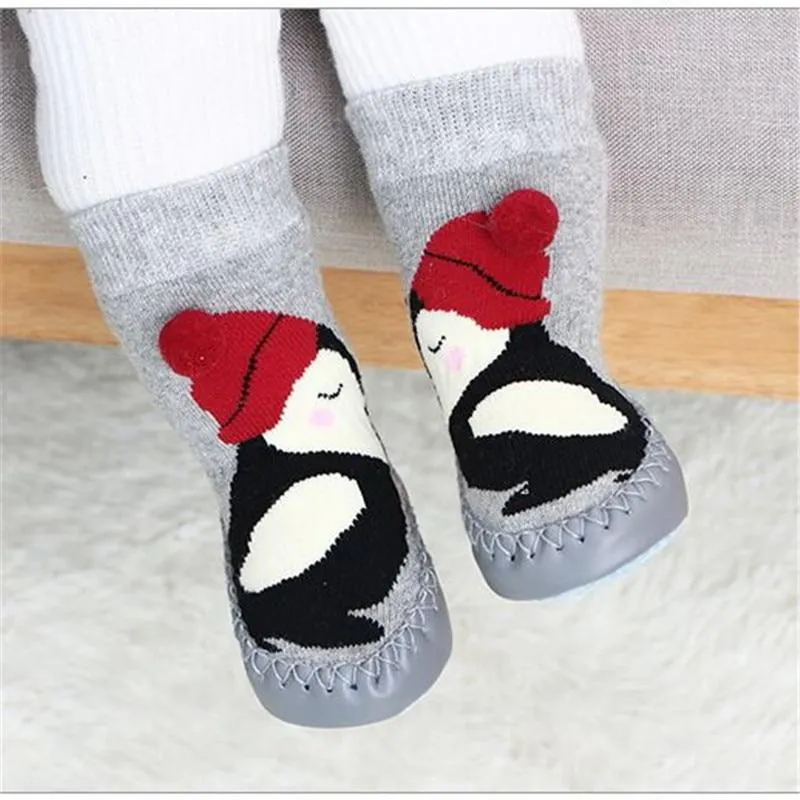 Unisex Baby Cartoon Thick Cotton Winter Sock with Rubber Soles