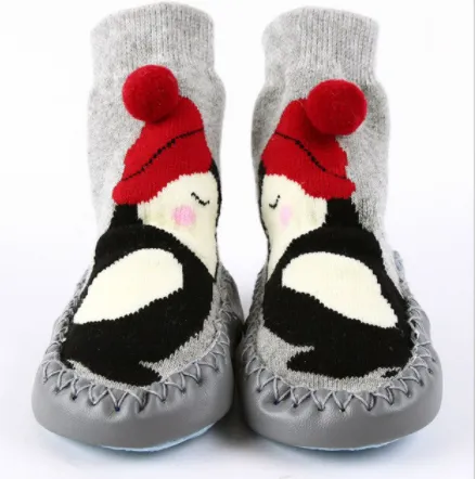 Unisex Baby Cartoon Thick Cotton Winter Sock with Rubber Soles