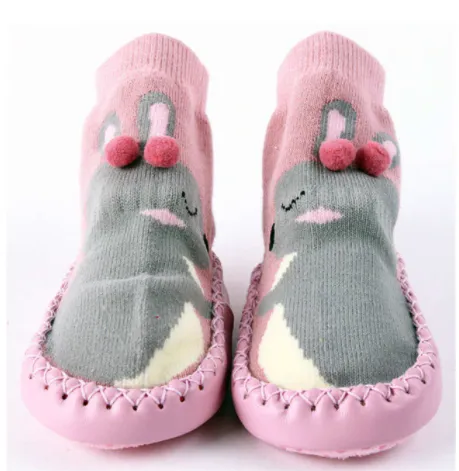 Unisex Baby Cartoon Thick Cotton Winter Sock with Rubber Soles