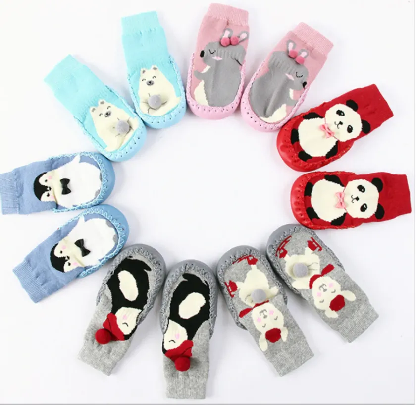 Unisex Baby Cartoon Thick Cotton Winter Sock with Rubber Soles