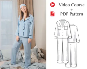 Video Course: How To Sew Women's Pyjama - Sewing Pattern - Sleepwear Patterns - Women's PDF Sewing Patterns - PDF Pajama Patterns