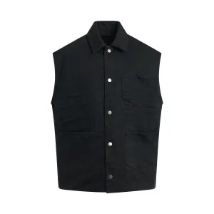 Whiskered 3-Pocket Denim Vest in Black