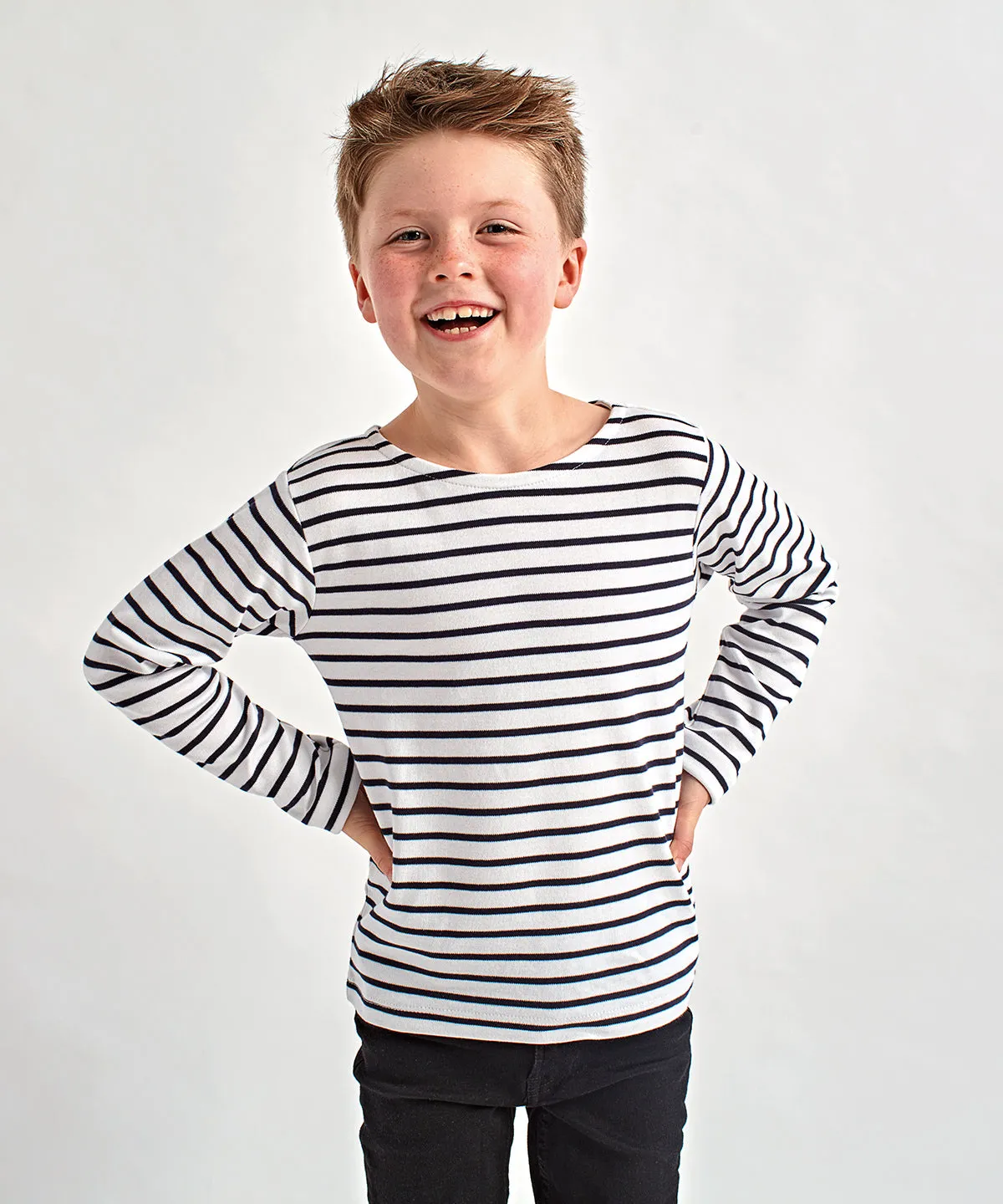 White/Navy - Kids Marinière coastal long sleeve tee