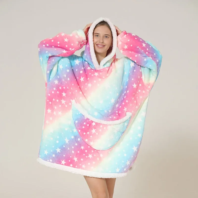 Winter Sherpa Blanket Plush Fleece Family Matching Hooded Girl Sweatshirt Oversized Hoodie