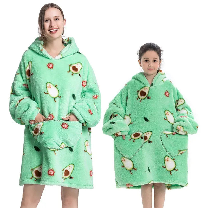 Winter Sherpa Blanket Plush Fleece Family Matching Hooded Girl Sweatshirt Oversized Hoodie