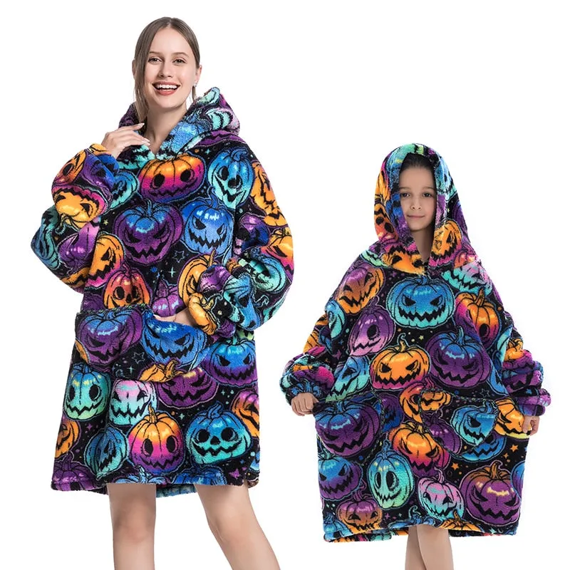 Winter Sherpa Blanket Plush Fleece Family Matching Hooded Girl Sweatshirt Oversized Hoodie