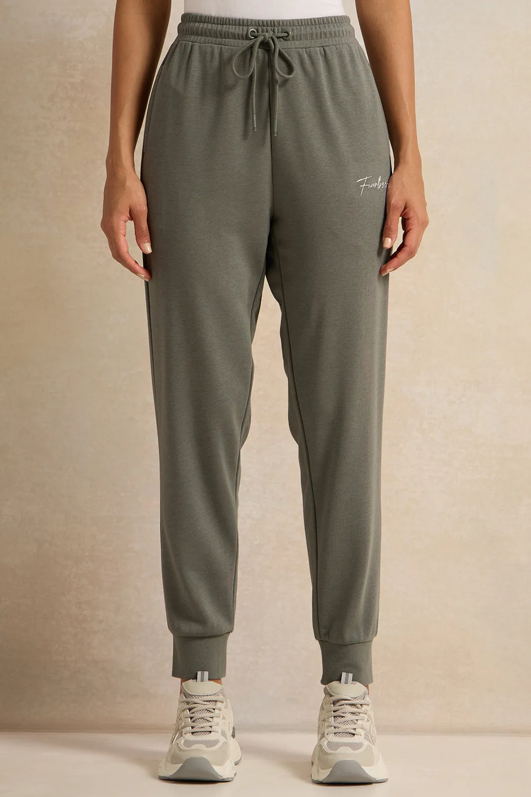 Women Grey Placement Print Active Pants