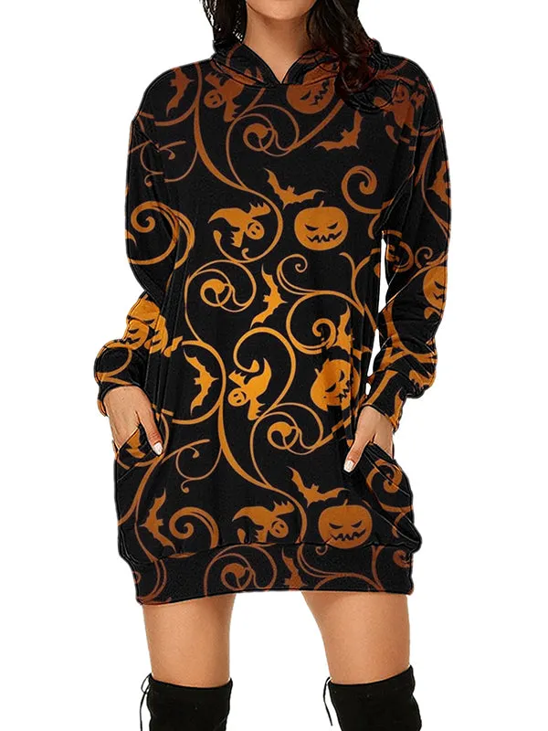 Women Halloween Pumpkin Ghost Graphic Print Hoodies