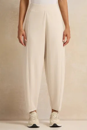 Women Ivory Straight Hem Active Pants