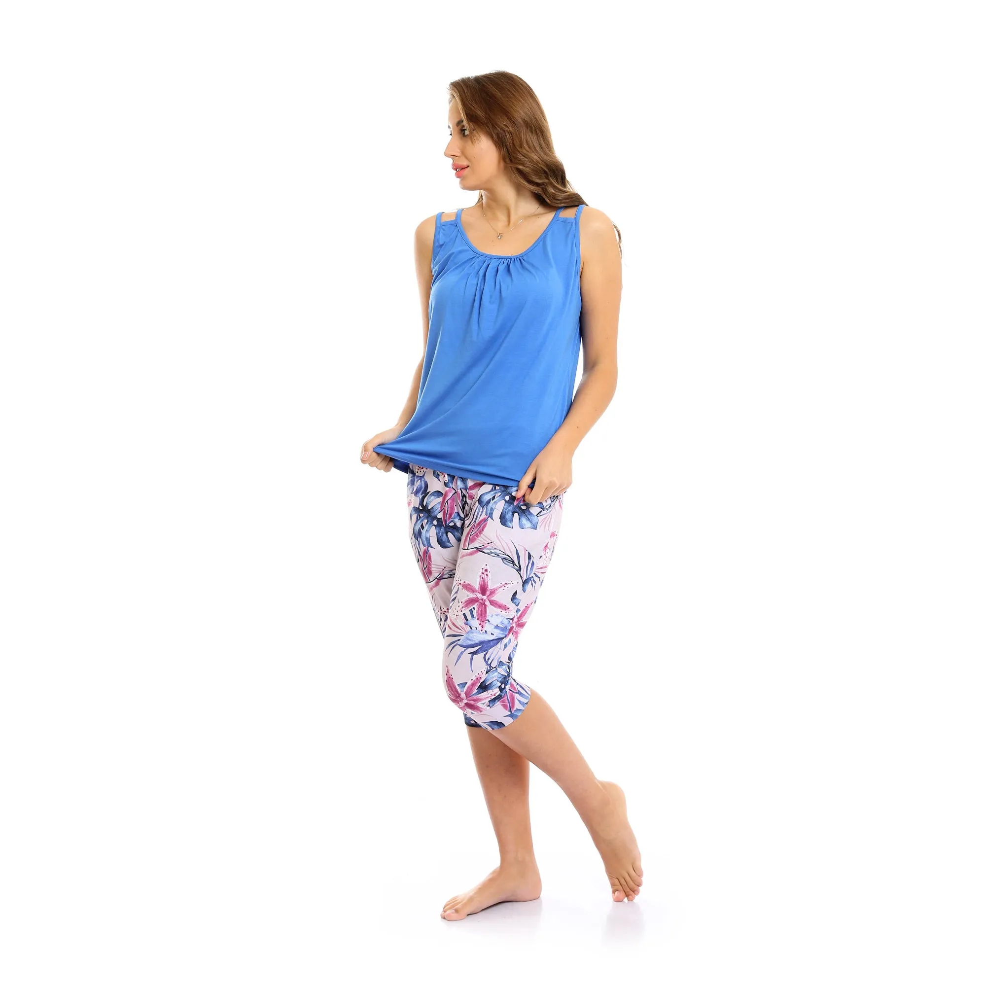 Women's Capri Pajama Set - Blue