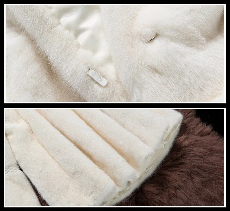 Women's Genuine Mink Fur Coat Women Solid Color Plus Size Warm Jacket 16049