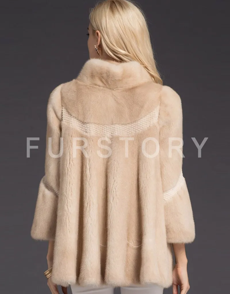 Women's Genuine Mink Fur Coat Women Solid Color Plus Size Warm Jacket 16049