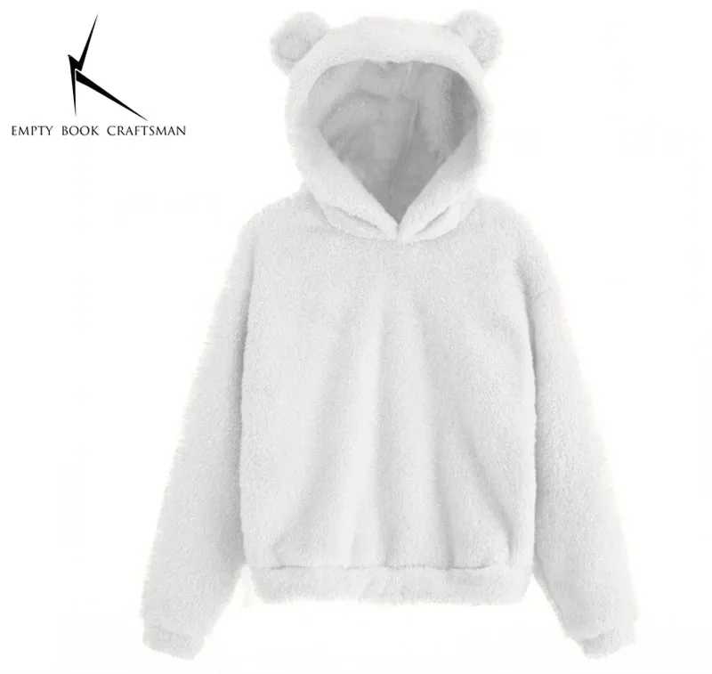 Women’s Plush Hoodie with Bear Ears - Warm Casual Winter Sweatshirt