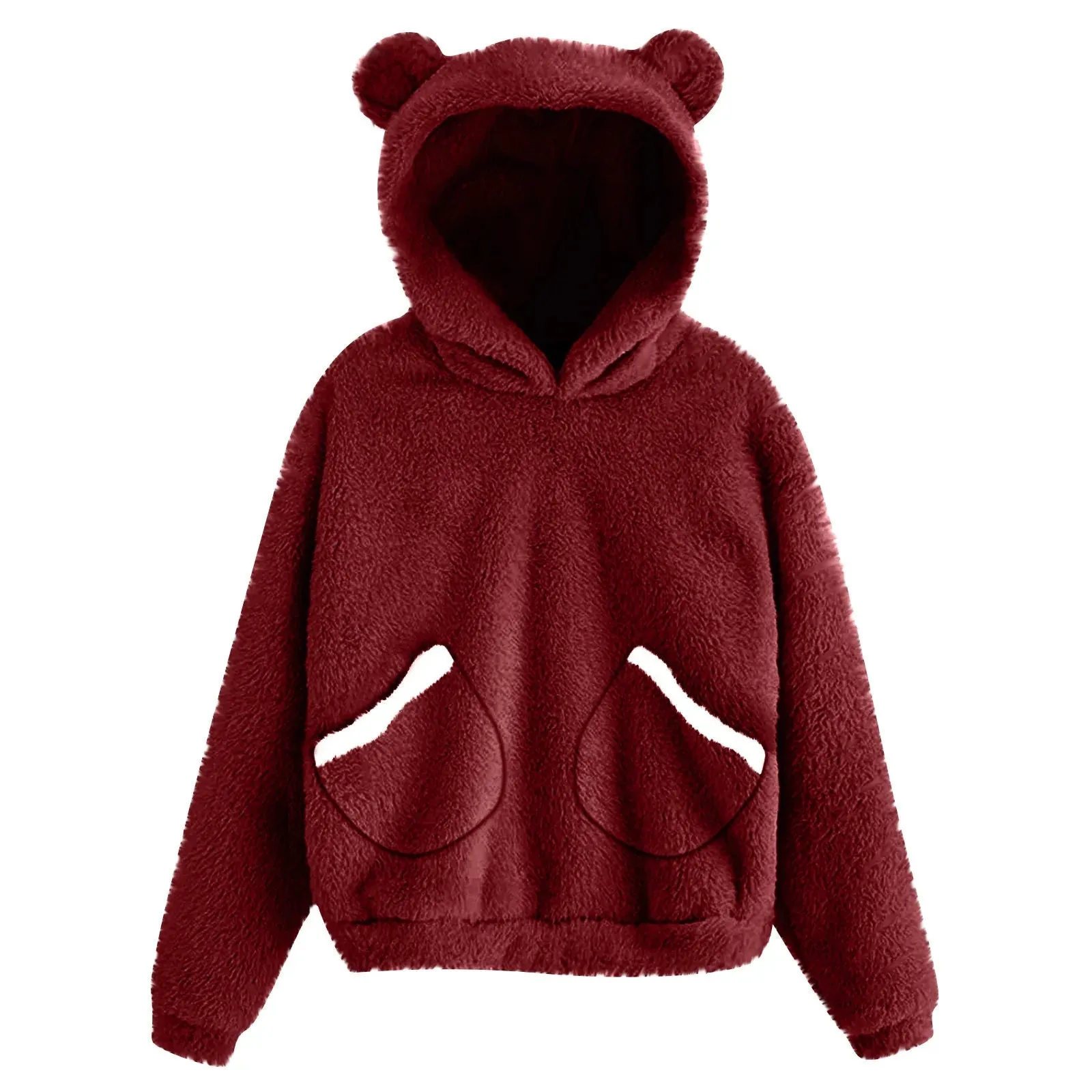 Women’s Plush Hoodie with Bear Ears - Warm Casual Winter Sweatshirt